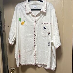 Old Navy - Disney Mickey Mouse Linen-Blend Cropped Utility Shirt. XXXL